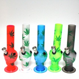 8'' LEAF ART ACRYLIC WATER PIPE WITH METAL BOWL 