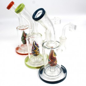 7'' Flat Bottom Tube Color Water Pipe With  4 MM Quartz  Banger 