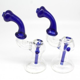 7'' CLEAR WITH BLUE TUBE COLOR BUBBLER LARGE SIZE 