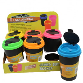 CAR CUP ASSORTED COLOR ASHTRAY WITH LID 6 PIECES PER DISPLAY 