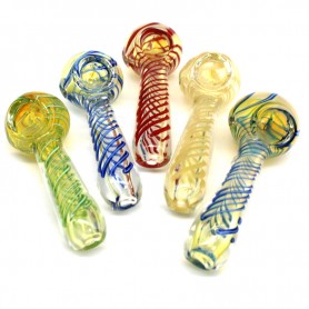 3.5'' INNER SWIRL COLOR THICK GLASS HAND PIPE 