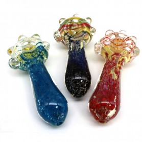 4'' CUBED DESIGN BUBBLE HEAVY DUTY GLASS HAND PIPE 
