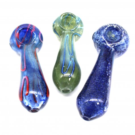 4'' MIXED COLOR HEAVY DUTY GLASS HAND PIPE 