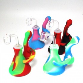 5'' Silicone Printed Art Recycle Design Dab Rig With 14 MM Male Banger 
