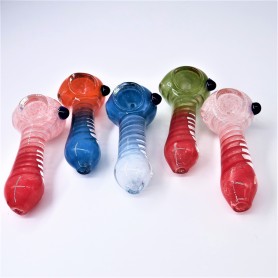 3" INTERNAL TWISTED DESIGN TWO TONE COLOR GLASS HAND PIPE