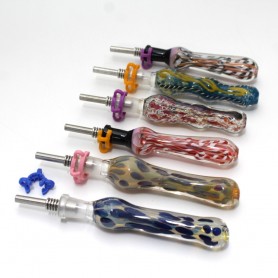 5'' Assorted Color Glass Straw Nectar Collector With Titanium Nail 10 MM